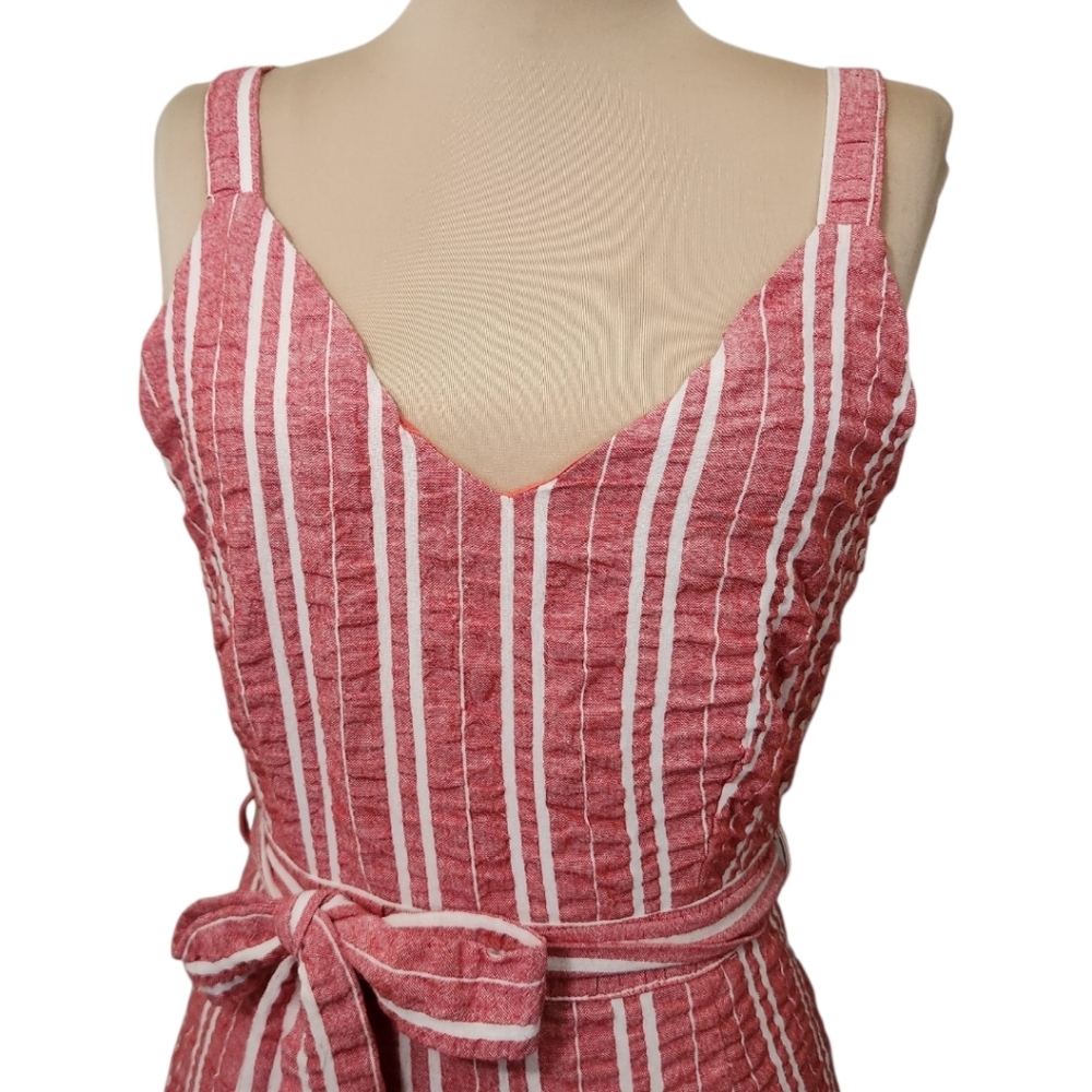 LOST + WANDER x ANTHROPOLOGIE "Robin" Striped Seersucker Wide Jumpsuit - Size M - Picture 4 of 16